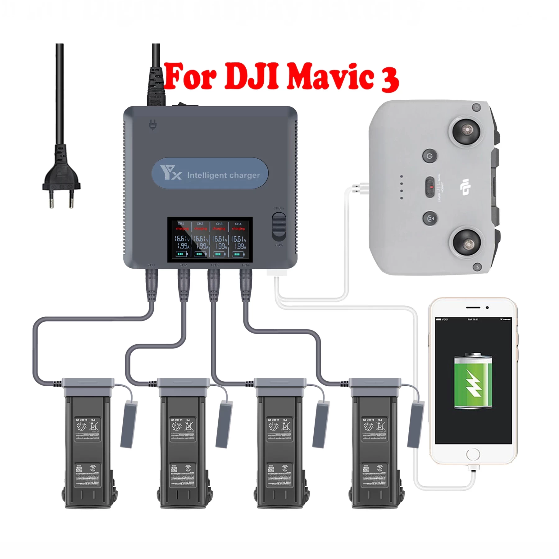 Зарядное устройство с дисплеем для DJI Mavic 3